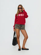1997 Legacy Graphic Knit Sweater Burgundy