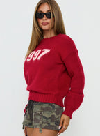 1997 Legacy Graphic Knit Sweater Burgundy