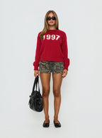 1997 Legacy Graphic Knit Sweater Burgundy