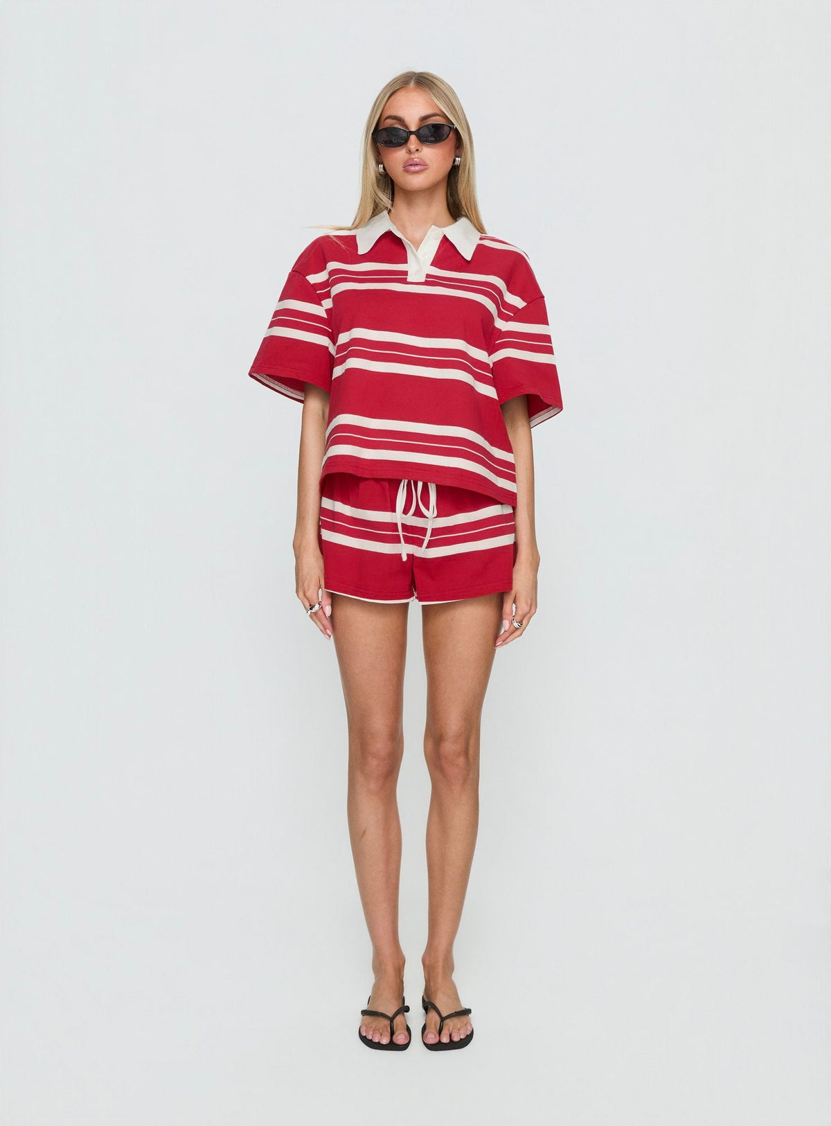 Aaren Drawstring Shorts Red Stripe