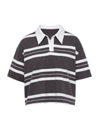 Aaren Boxy Polo Top Brown Stripe