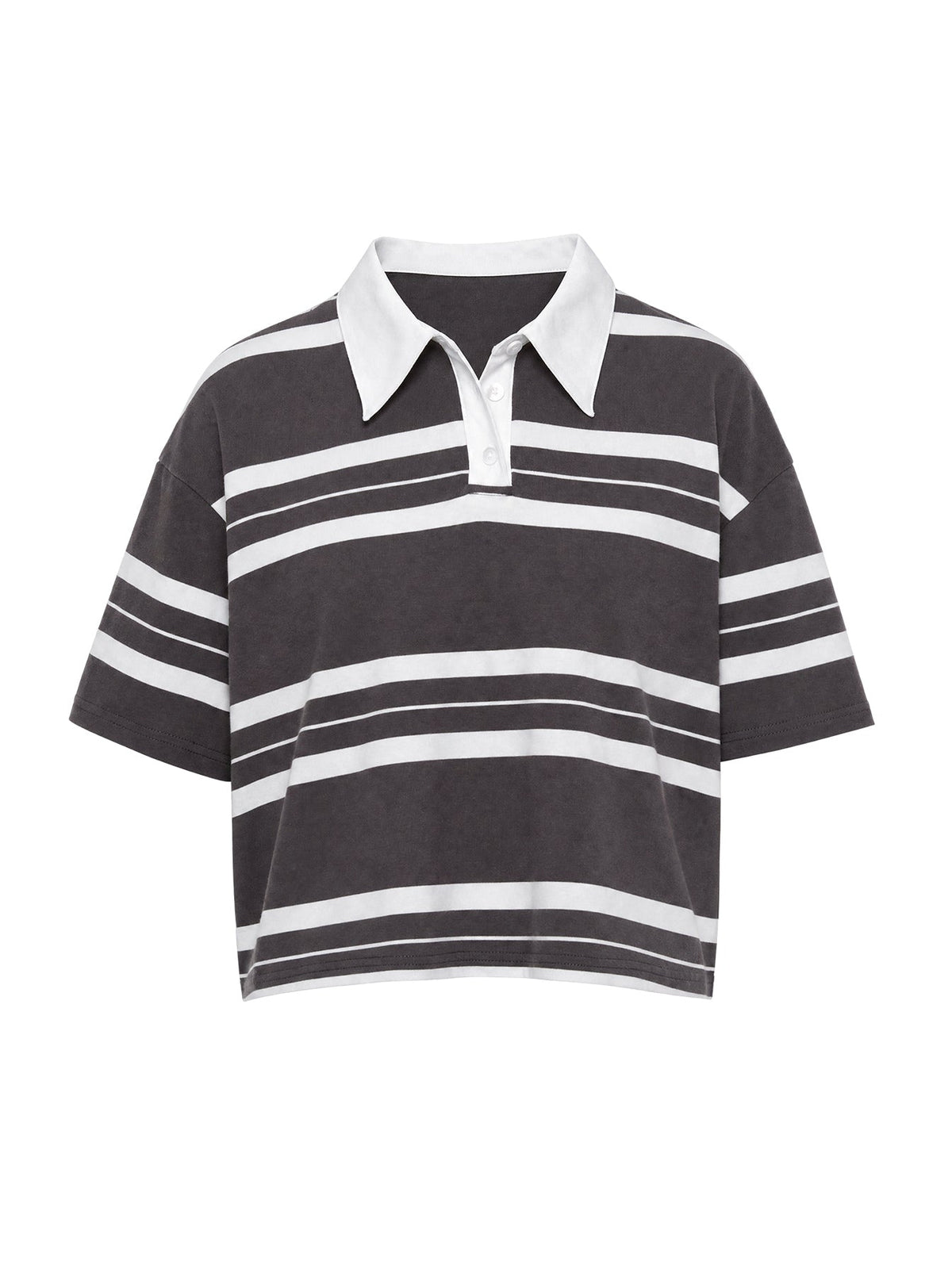 Aaren Boxy Polo Top Brown Stripe